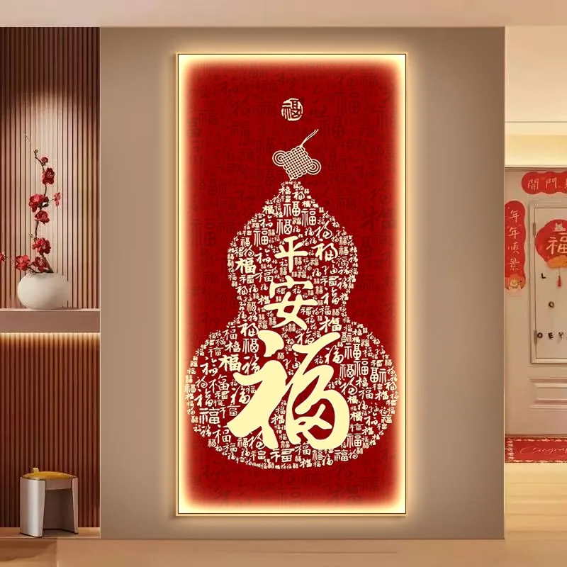 decorative painting corridor aisle hanging painting light luxury high sense good meaning Fu character lamp mural