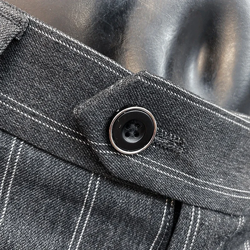 Suit Trousers for Men New High-quality Stripes Slim Dress Suit Pants Fashion Casual Mens Clothing Formal Full Length Pants