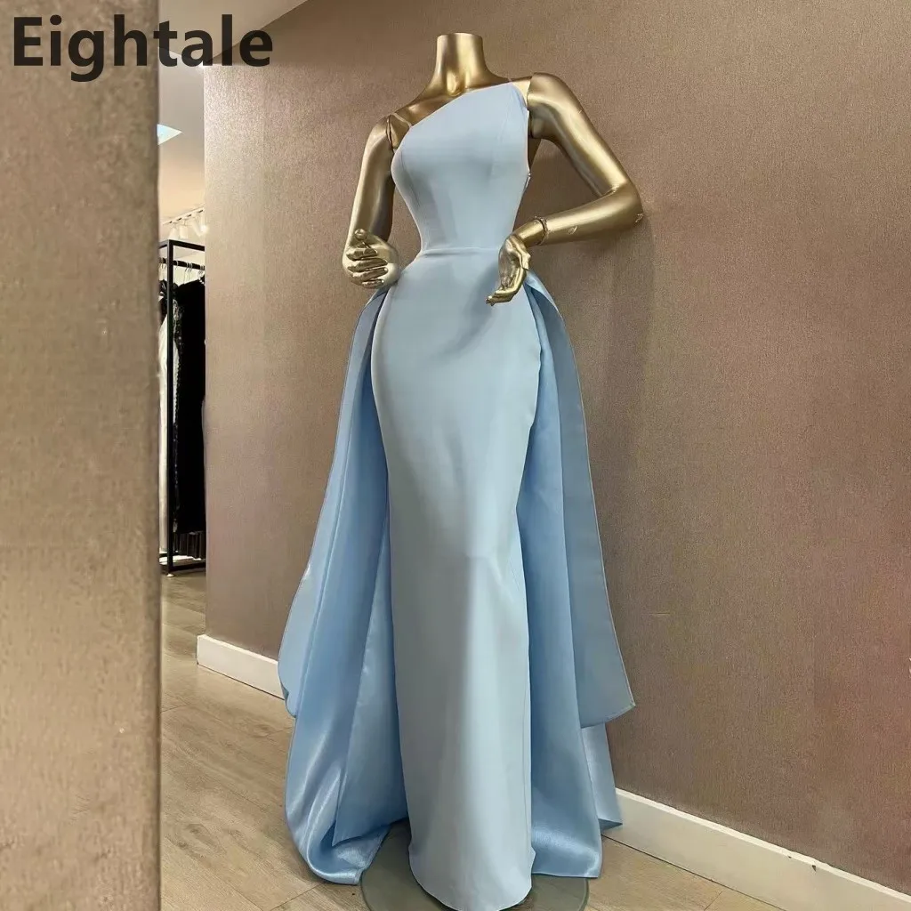 

Eightale 2025 Baby Blue Mermaid Evening Dress For Wedding Party With Train Prom Dress Saudi Arabic Party Gown Customized