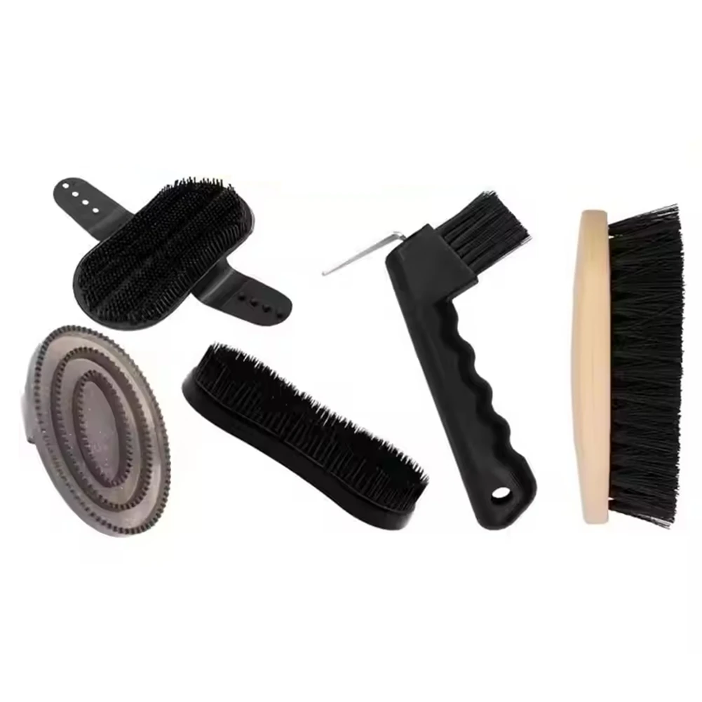 5-Piece Horse Grooming Kit Complete Care Set with Comb Body Brush Hoof Pick & More for Horses Ponies