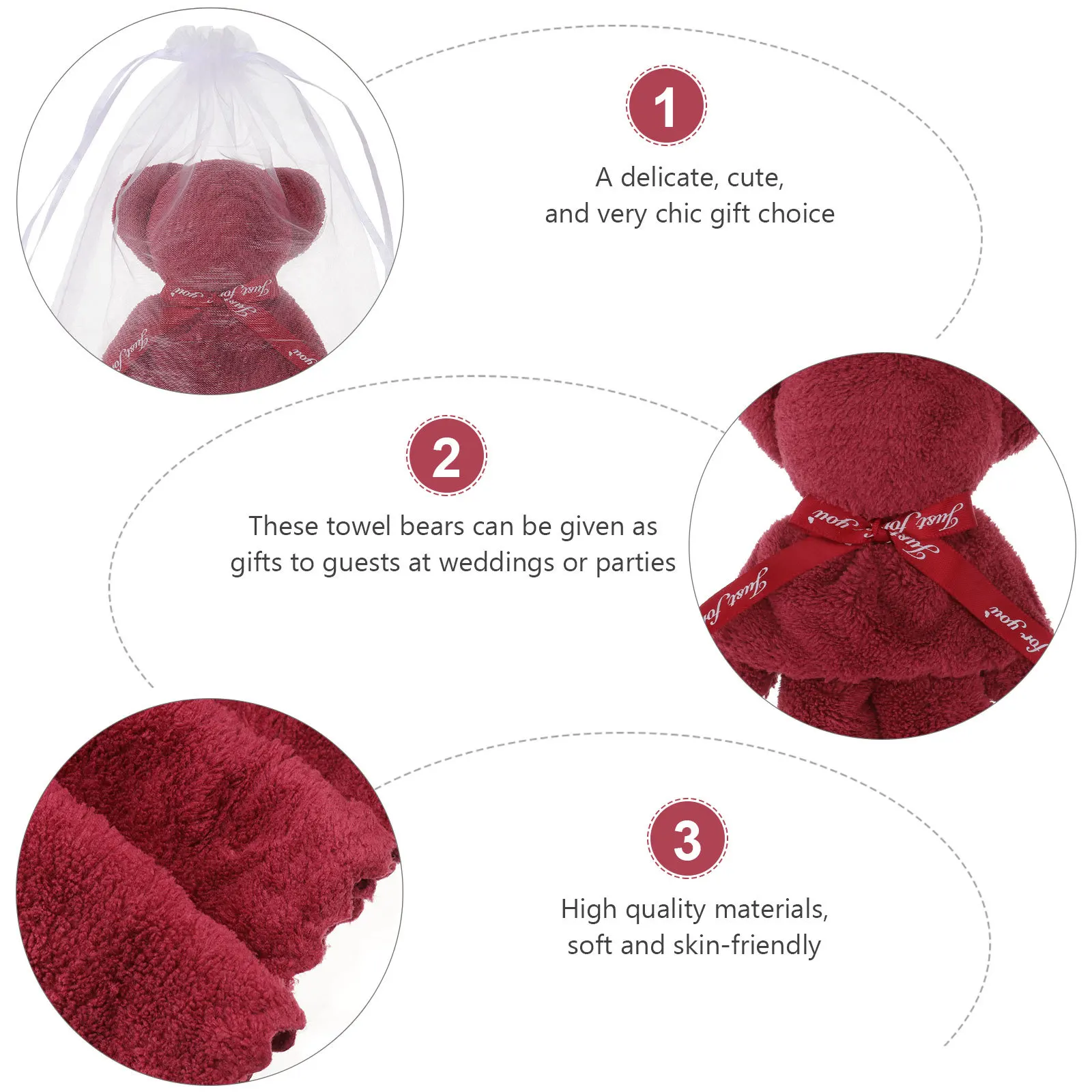 

1 set 1 Set Of Bear Shaped Lovely Cartoon Hand Towel Gift For Christmas Wedding Party Comfortable Bathroom Towel With Mesh Bag