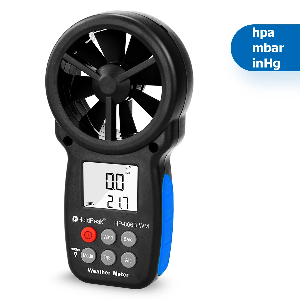 HP-866B-WM Anemometer Instruction,Wind speed,Barometer indicator,Temperature/humidity/dew point/wind chill indication,Altitude