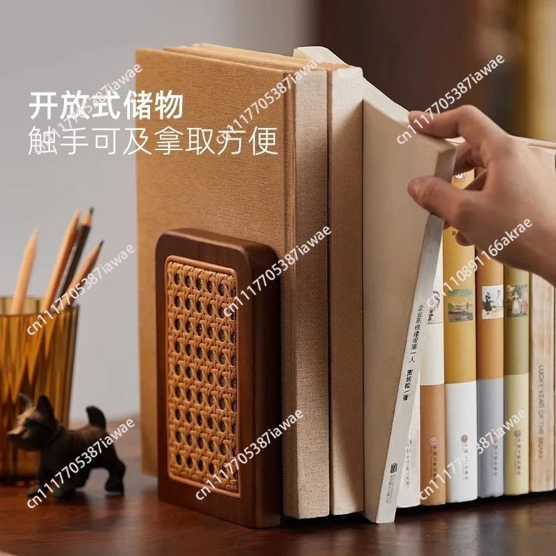 Chinese creative fixed book stand shelf student classroom bookshelf household book holder rattan high value table