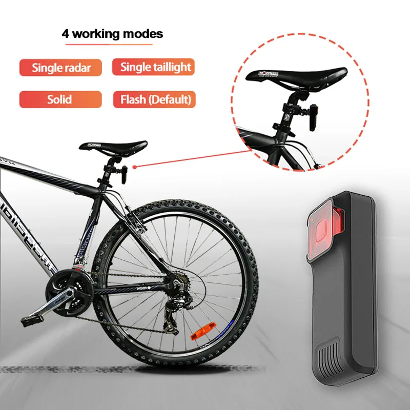 Bike Radar Smart Taillight Sensor Bicycle Rear Sensing Lamp Seatpost Safty Cycling Light