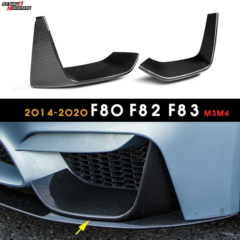 2Pcs Dry Carbon Fiber Front Bumper Lip Spoiler Splitters For BMW F80 F82 F83 M3 M4 2014 - IN Car Styling Splitter Flap Cupwings