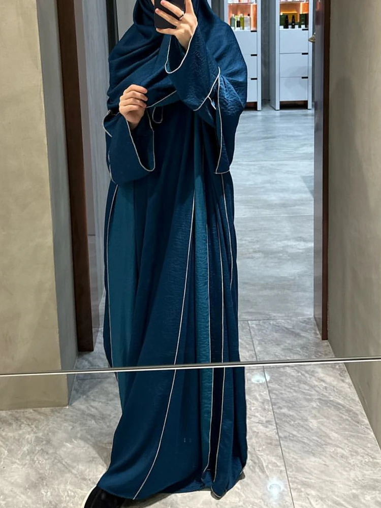 Abaya muçulmana para mulheres, conjunto de 3 peças, Abayas, vestido interior, lenço na cabeça, vestido de oração, cordões, Ramadã, Dubai, árabe,