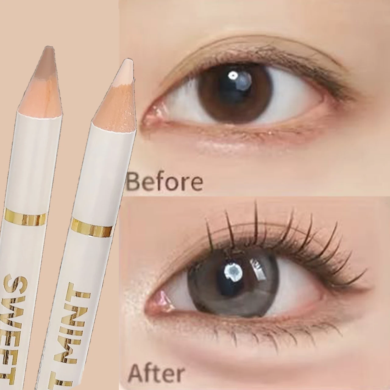 Lápiz para ojos 2 en 1, resaltador iluminador Beige mate, Aegyo Sal, sombra de ojos de gusano de seda tumbada, lápiz delineador de labios marrón desnudo