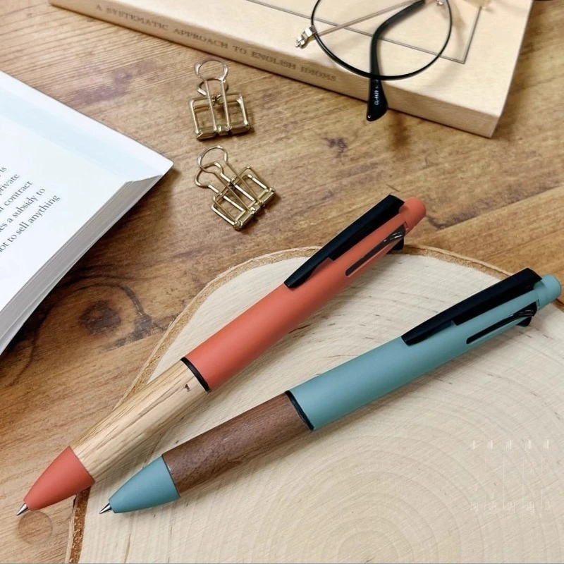 Wooden handle MSXE5KF multi-color ballpoint pen medium oil multi-function pen