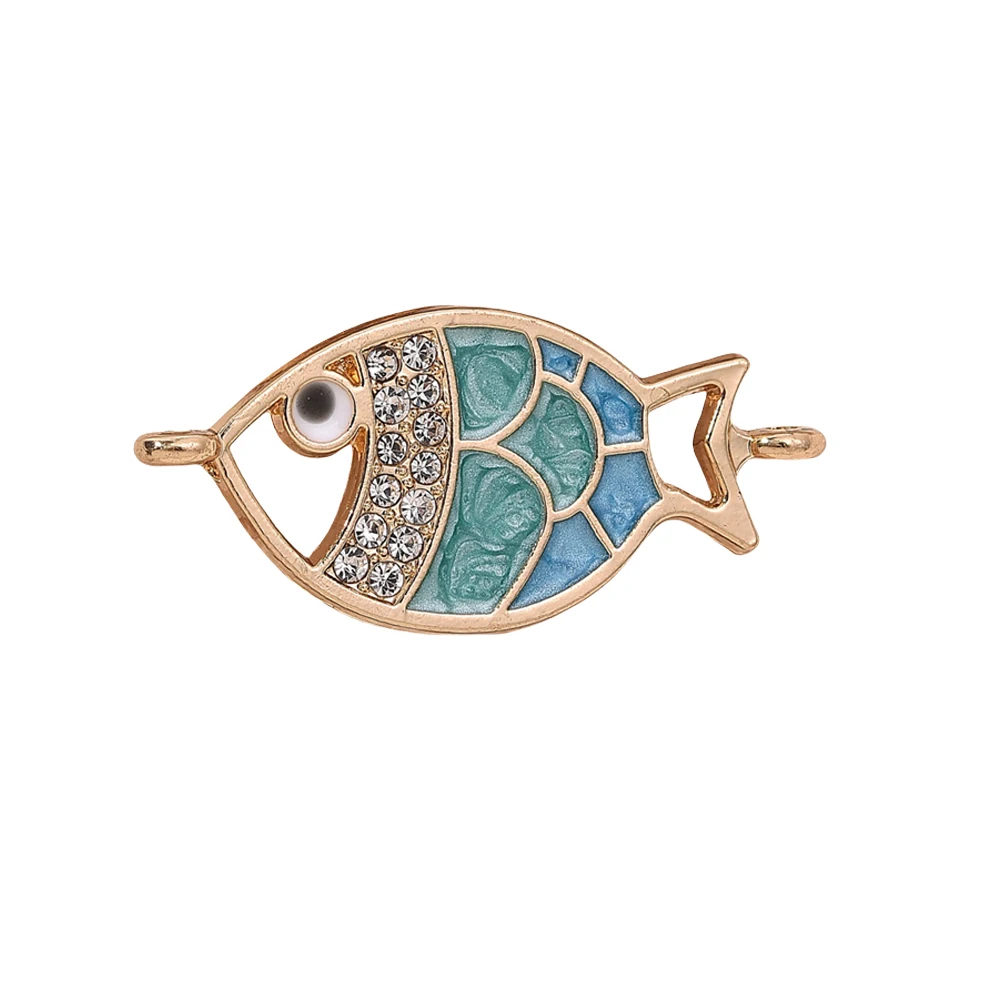 5Pcs Cute Crystal Enamel Fish Charm Pendants For DIY Handmade Necklace Earrings Bracelet  Jewelry Making Accessories Supplies