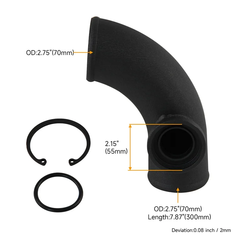 

Переходник продувочного клапана SSQV SQV, 90 градусов, труба турбоинтеркулера BOV, 70 мм, 2,75 дюйма