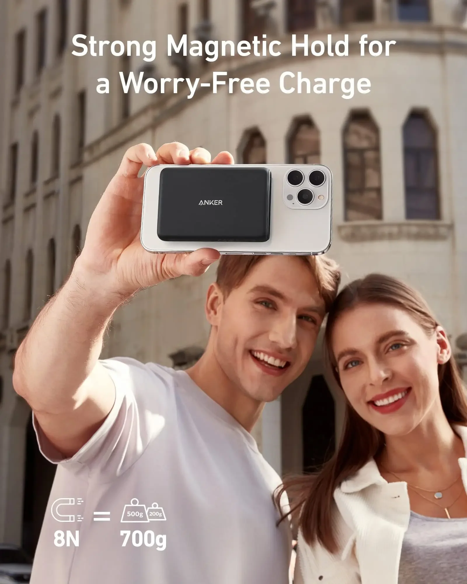 بطارية Anker-powerbank ممغنطة (powerbank 5k) ، شاحن لاسلكي محمول مع كابل usb ، لهاتف iphone