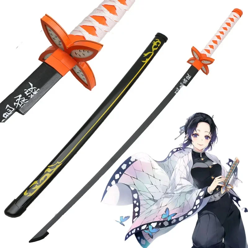 Anime Cosplay Half Kochou Shinobu Weapon Katana Agatsuma Zenitsu Role Play Sword Knife Wood Prop 104cm