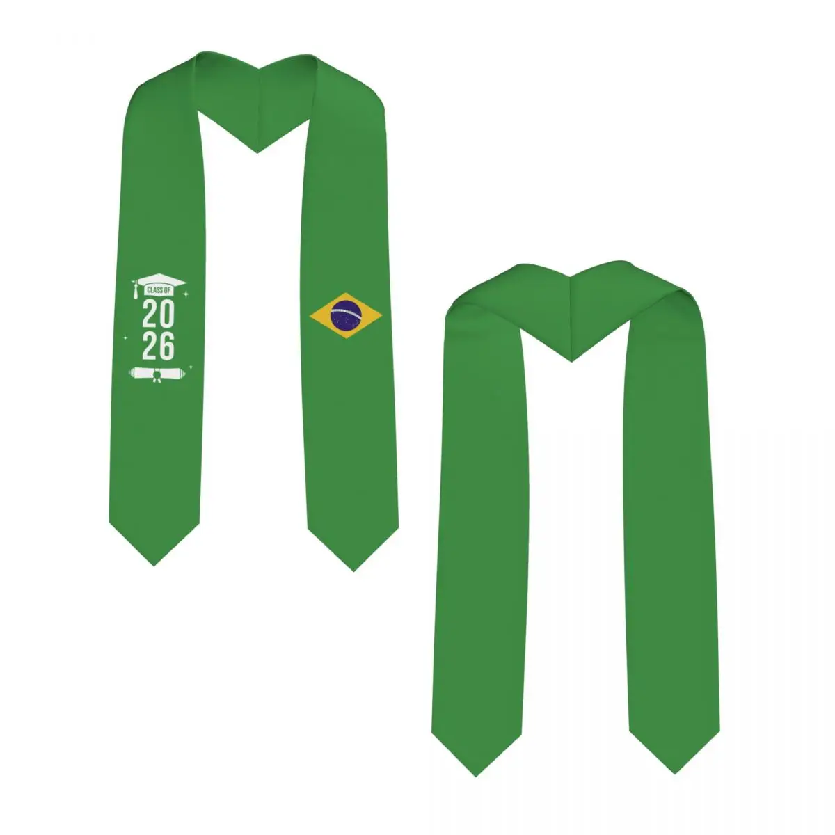 Class Of 2026 Brazil Flag Graduation Stole Sash Scarf For International Students Proud 183CM Long