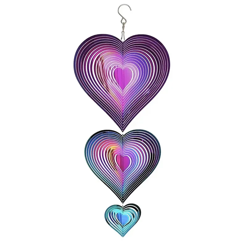 Love 3D Wind Chimes Spinner Bell Pendant For Room Wedding Party Christmas Decor Garden Decoration Outdoor Hanging Windchimes