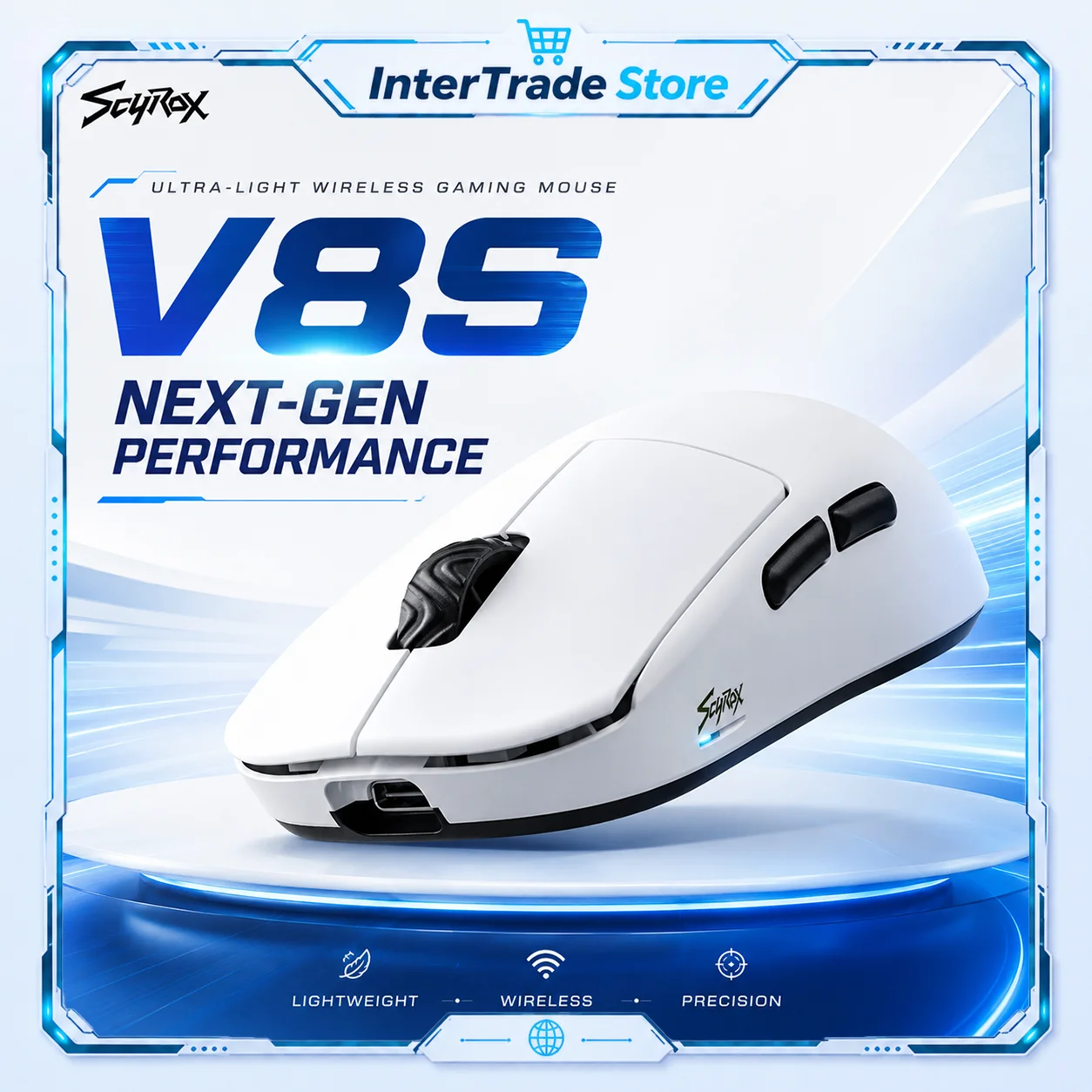 Scyrox V8/V8S ゲーミングマウス ワイヤレス 36g 軽量 8Kポーリング PAW3950センサー 人間工学に基づいたFPS eスポーツ周辺機器 PCマウス