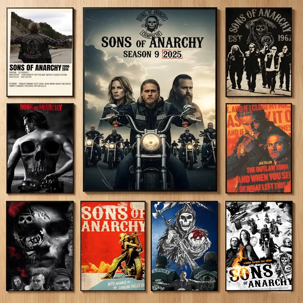 tv crime S-Sons of Anarchy Poster Classic Self-Adhesive PP Wall Sticker for Living Room Bar Decor Gift