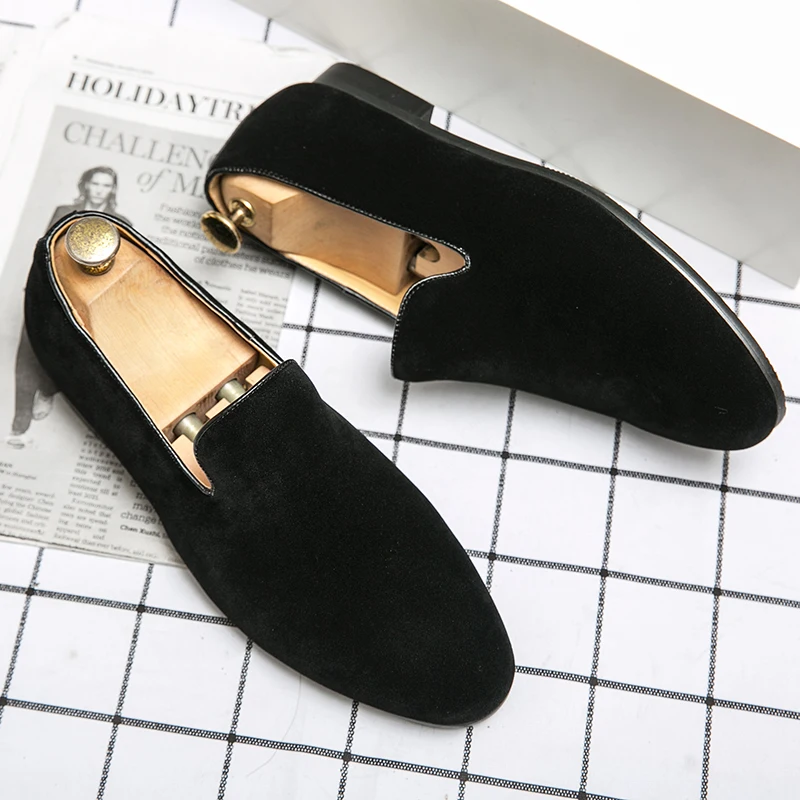 Suede Leather Shoes Men Mules Classic Business For Male Luxury Driving Shoes Men Loafers Design Shoes Slip-On Men Dress Shoes