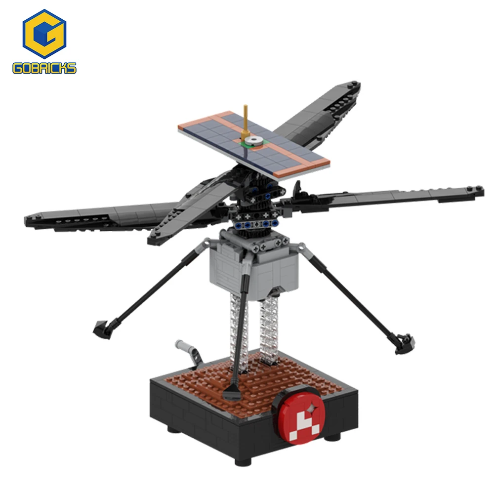 MOC Mars Helicopter For Probe Robot Ingenuity By Perijove Parachute Building Blocks Kit Aircraft Bricks Toys For Children Gifts