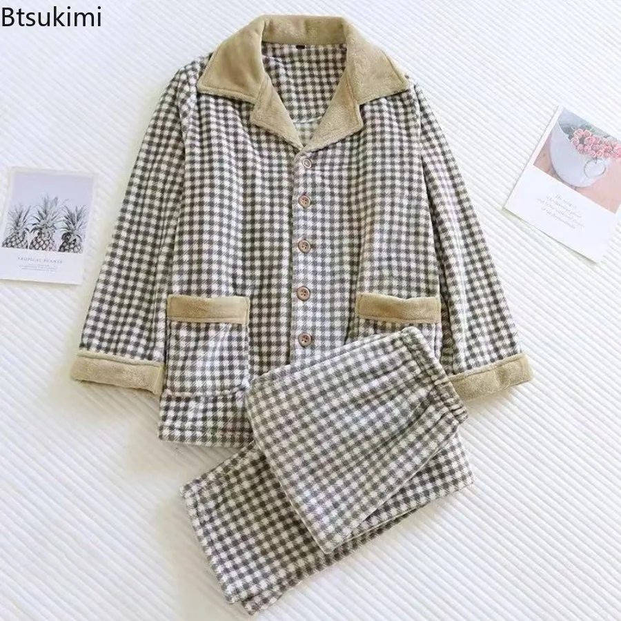 

Мужские зимние теплые пижамные комплекты, бархатные утолщенные фланелевые теплые брюки с длинными рукавами, пижамные комплекты, домашняя одежда из кораллового флиса, мужская