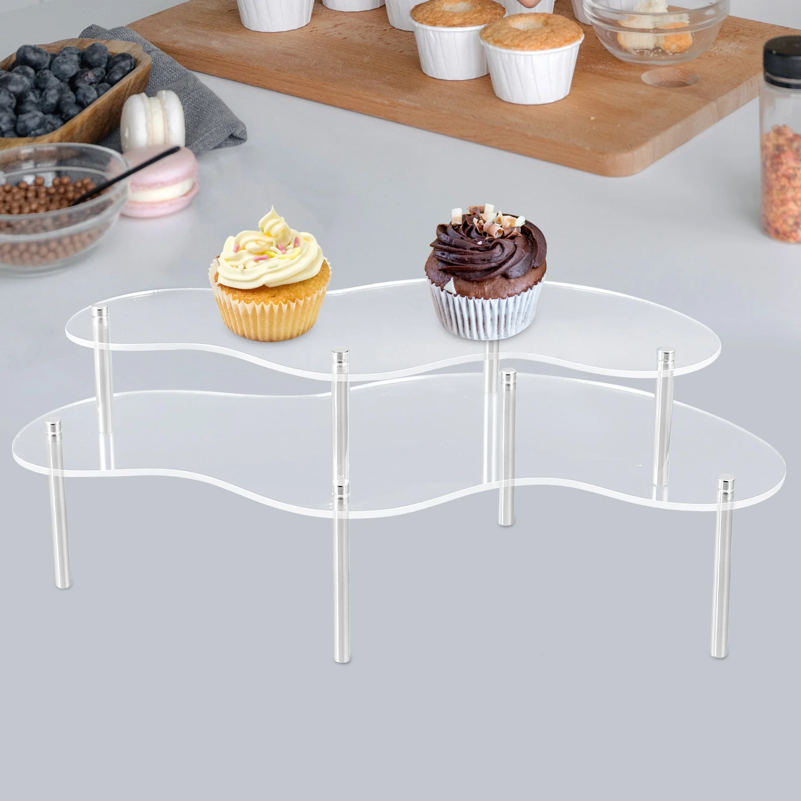 

1 set Acrylic Cake Stand Display Set BT104 Large 4x7cm Nails Stable Strong Dessert Cupcake Plates Wedding