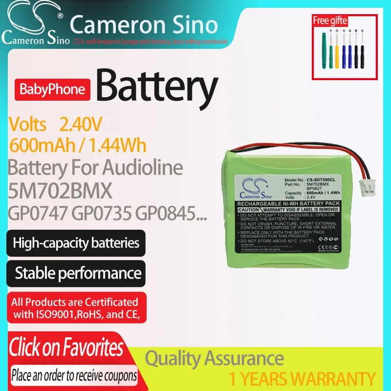CameronSino Pin Cho Audioline SLIM DECT 500 SLIM DECT 502 SLIM DECT 502 Bộ Đôi. Phù Hợp Với GP0747 GP0748, Điện Thoại Không Dây Pin.