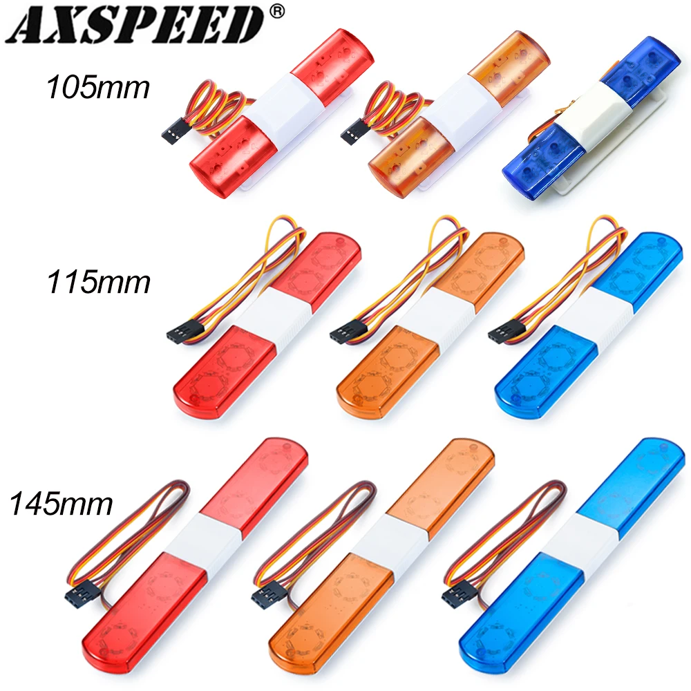 AXSPEED 105/115/145mm Multi-function Flashing RC Car Police LED Light Alarming Light for 1/8 1/10 TRX4 SCX10 Tamiya Parts