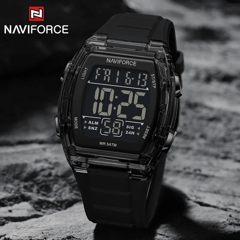 NAVIFORCE Fashion Electronic Watches for Man Outdoor Sports Calendar Waterproof Silicone Strap Casual military Men Digital Watch