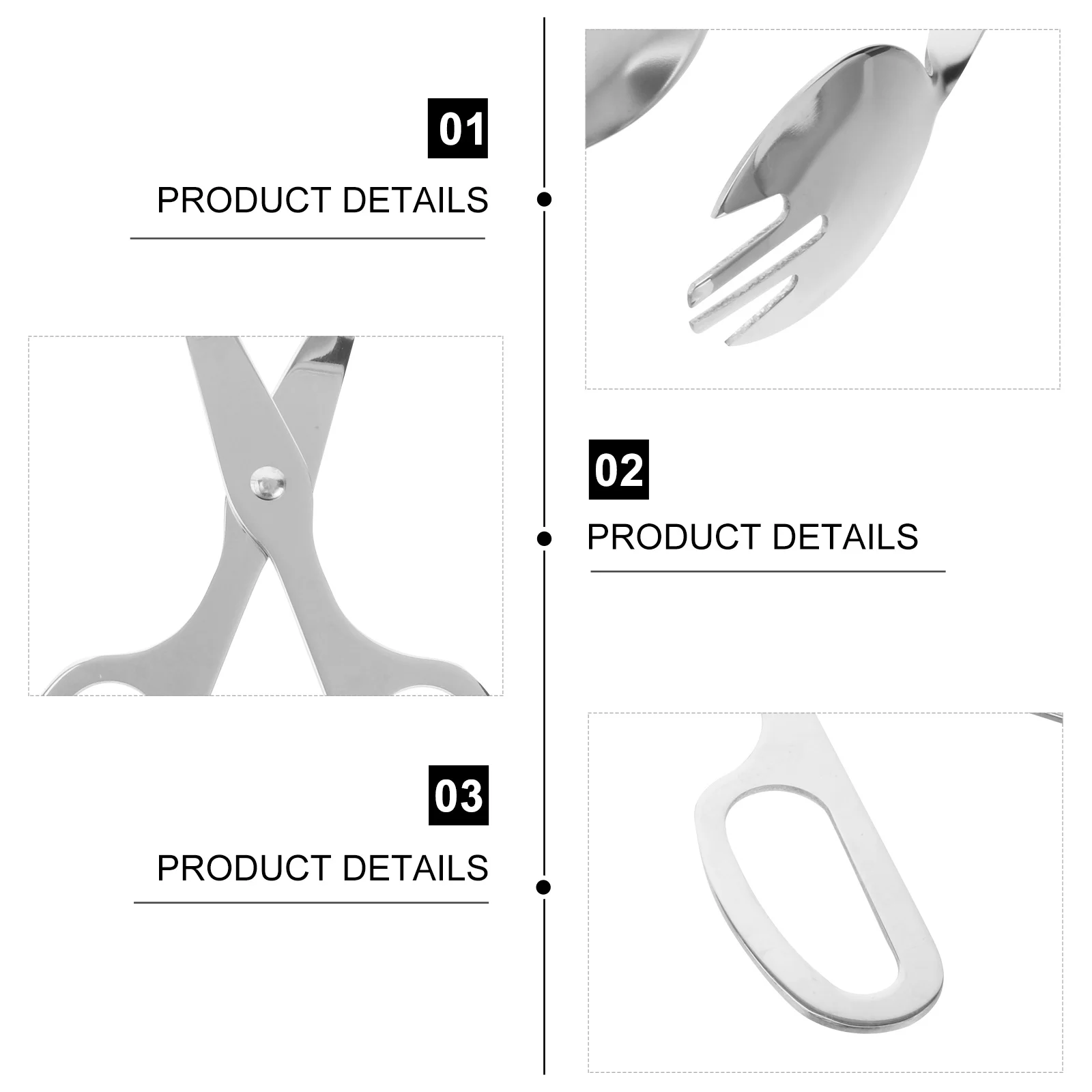 

Silver Stainless Steel Salad Tong Fork Spoon Cutlery Style Loop Handle Comfortable Kitchen Serving Tongs for Salad, Seafood