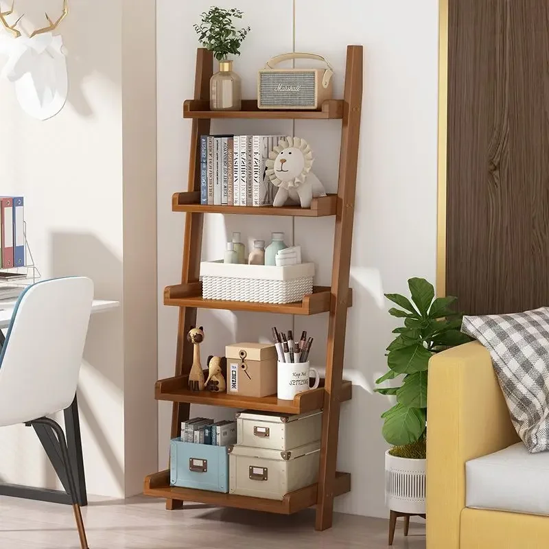 Living Room Cabinets Storage Rack Solid Banboo Against Wall Nordic Bookshelf Bedroom Bedside Rack Storage Racks Furniture