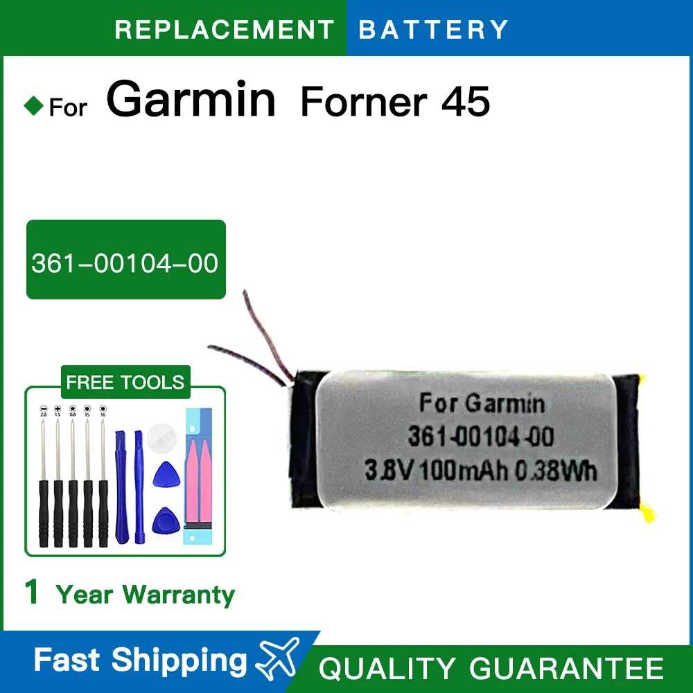 Replacement Battery 361-00104-00 Smart watch Battery For Garmin Forerunner 45 100mAh High Capacity Batteries +free Tools
