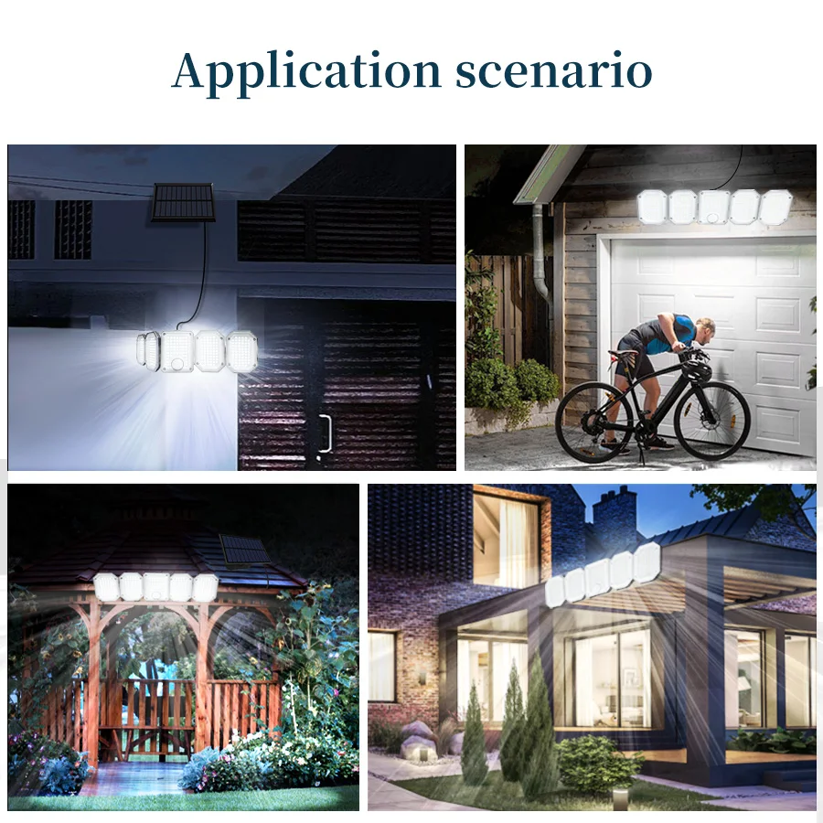Solar Power Outdoor Jardim Luzes, Sensor de Movimento, Impermeável, Solar Power Lâmpada de parede, Pátio e Street Lights, 300 LEDs