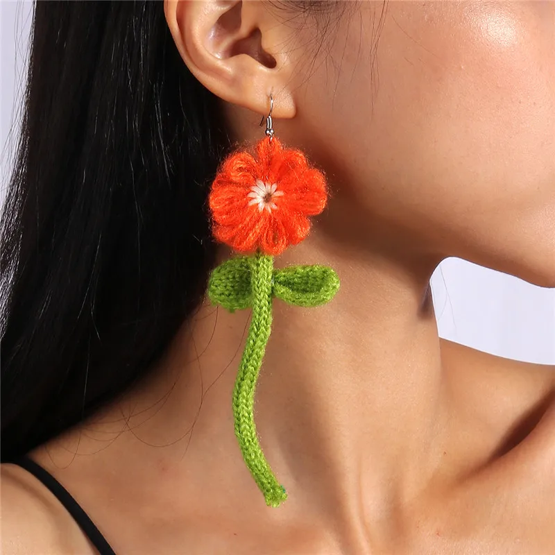 Aihua Niedliche gehäkelte Blumen-Ohrringe für Frauen und Mädchen, handgefertigt, Schmetterling, Schleife, flauschige Kugel-Ohrringe, Geburtstagsfeier, Schmuck, Geschenke – Detail 11