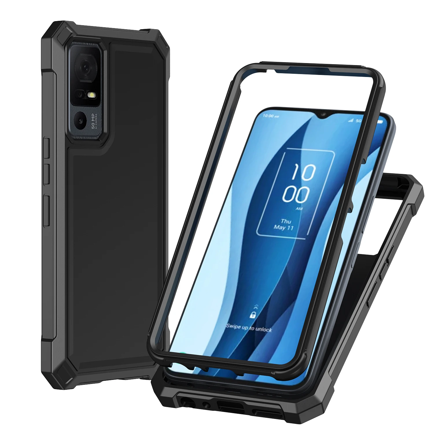 For TCL 40R 5G/TCL 40 XE 5G/TCL 40 X 5G Case Full Body Shockproof Impact Heavy Duty Rugged Cover Silicone TPU Bumper