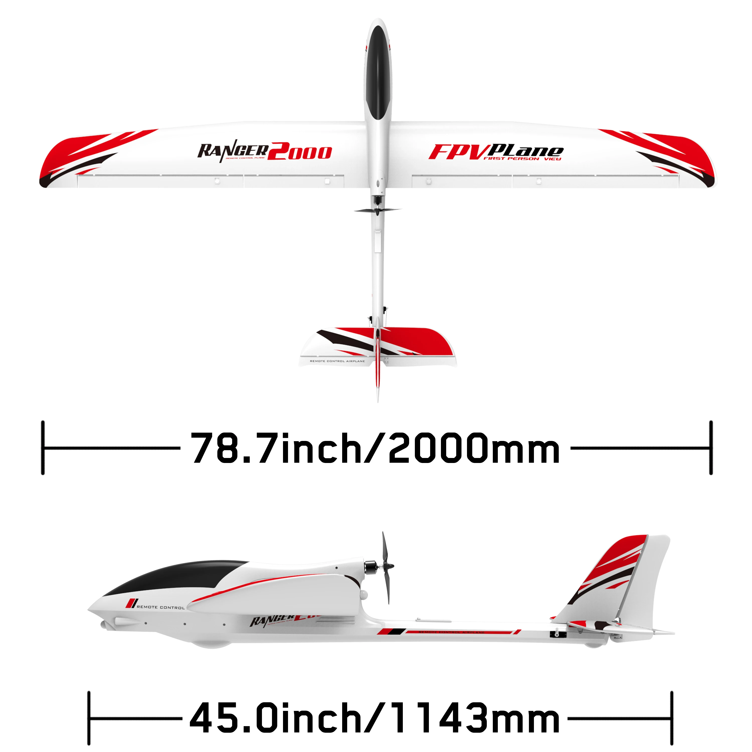 VOLANTEXRC 757-8 Ranger 2000 5CH เครื่องบิน FPV 2 เมตร Wingspan Unibody พลาสติกลําตัว PNP ไม่มีแบตเตอรี่รีโมทคอนโทรล