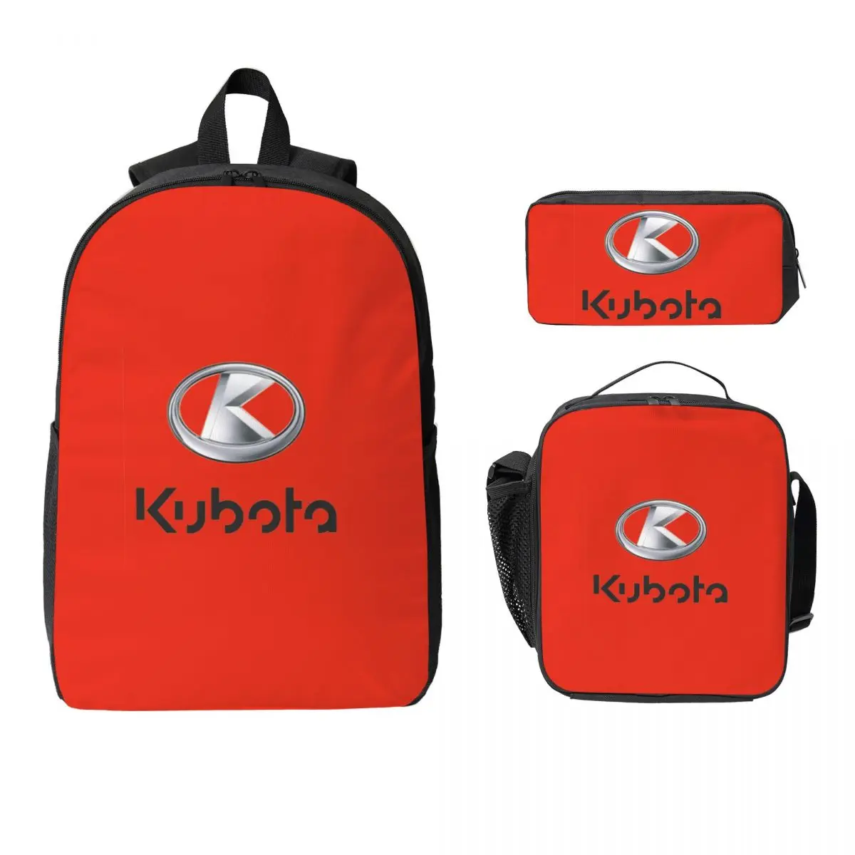 Kubota Tractor Backpack Student Boys Girls BookBag School Bag Computer Shoulder Bags 3ps Insulated Lunch Bag Pencil Case