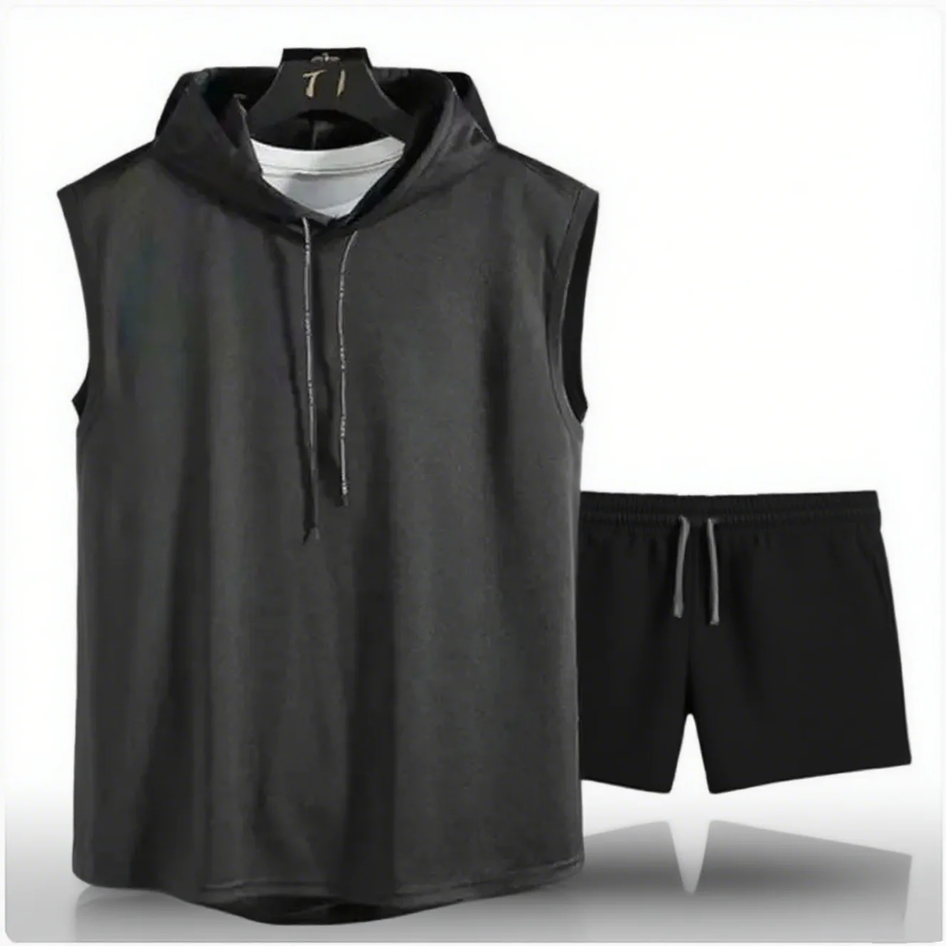 الرجال التعادل طوق مقنعين سترات بلا أكمام الذكور الصيف فضفاض الصلبة الهيب هوب تي شيرت بلايز