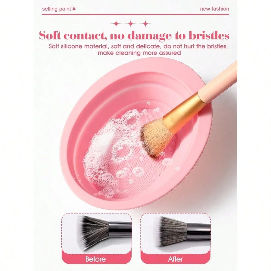 Makeup Brush Cleaner Bowl Silicone Washing Tool Makeup Sponge Cleaning Mat Brush Scrubber Case Cosmetic Brush Washing Accessories view 2