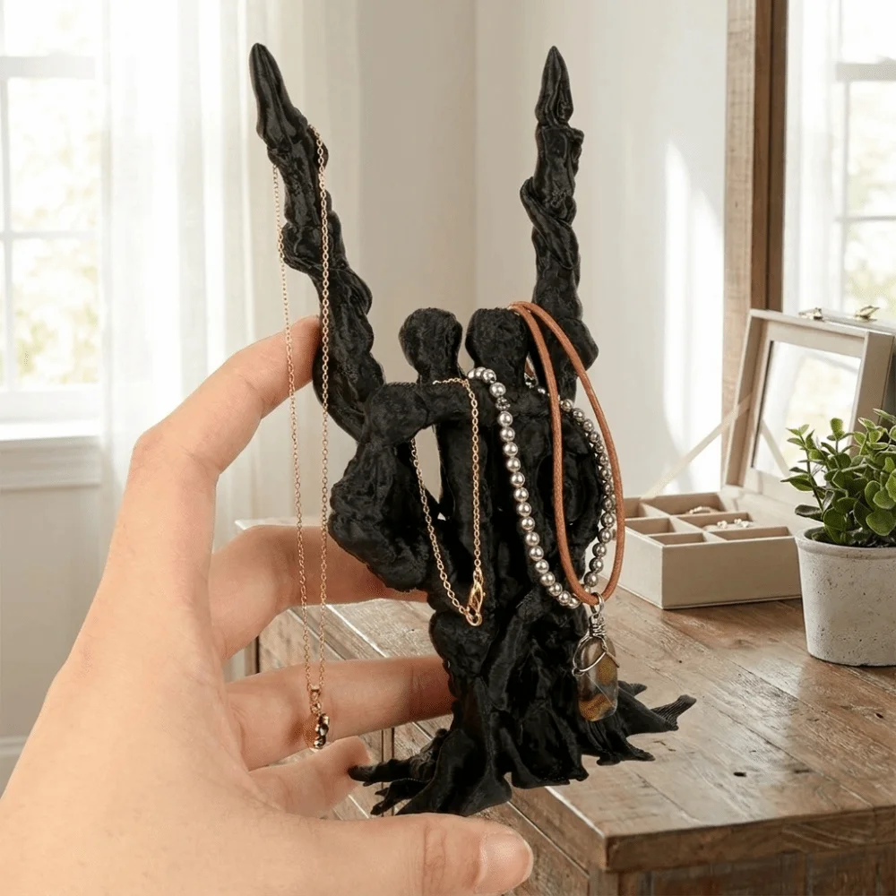 Creative Black Ghost Hand Display Stand Demon Shape Dark Deadwood Style Ring Display Stand Lightweight Gothic Style