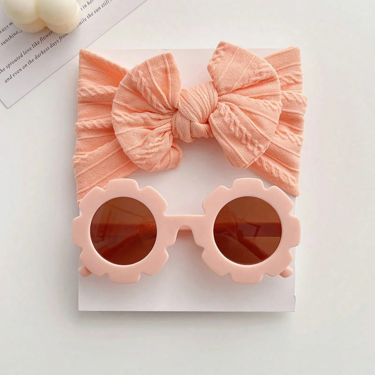 2 Pcs/Set New  Cute Solid Color Bowknot Hairband Flower glasses Set  glasses Kids Hair Accessories
