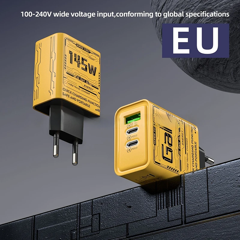 145W 3-Ports Type-C USB Phone Charger For Phone PD Fast Charging Cellphone Power Adapter Travel