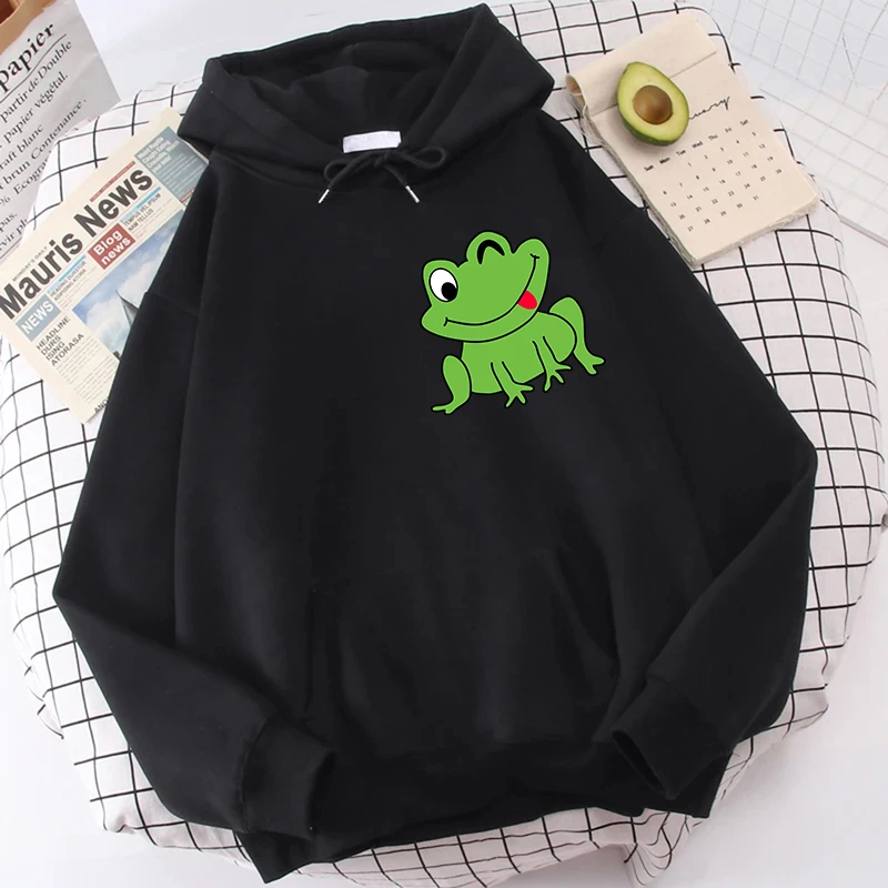 

Cute Frog Printed Casual Hoodies Women Fashion Personality Hooded Sweatshirts Fall Unisex Funny Cartoon Pullover Harajuku Hoodie