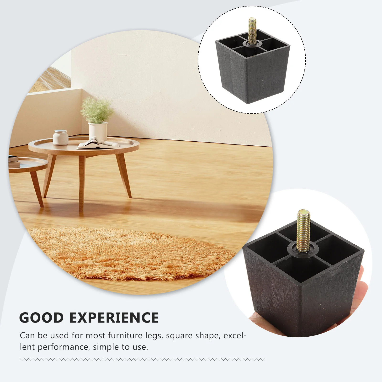 4 Pcs Rubber Plastic Sofa Legs Furniture Components Bed Replacement Accessory Easy to Install Chair Square Table Hardware Parts
