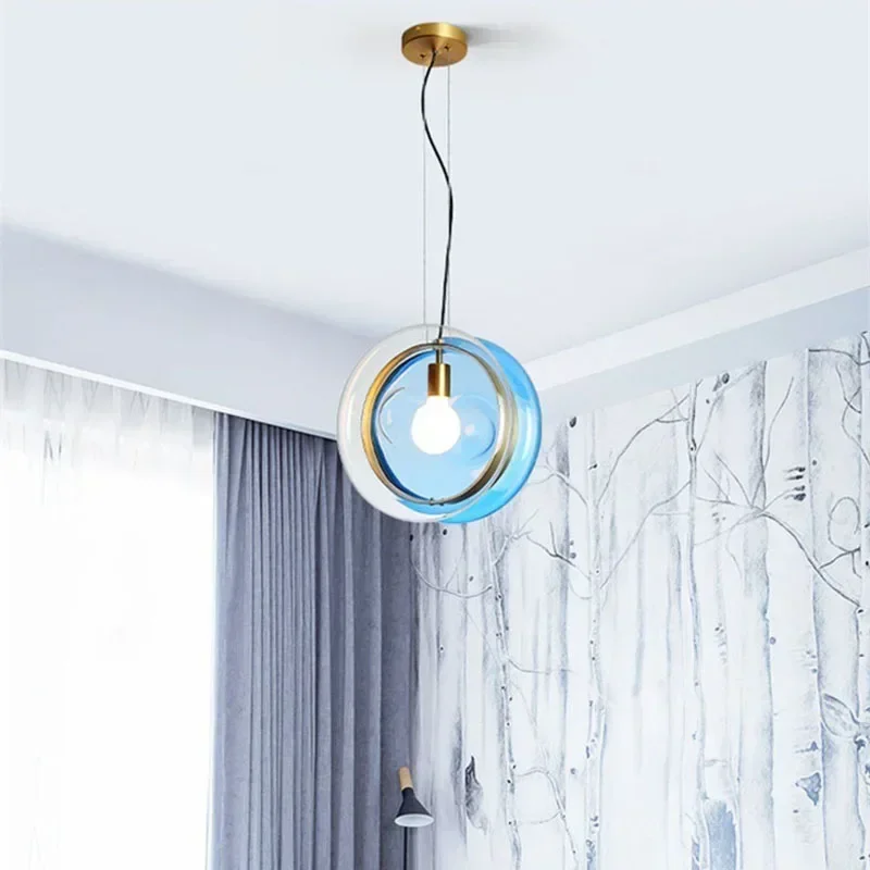 Imagem -03 - Modern Indoor Pendant Lights Claro Azul Cinza Rosa Cognac Vidro para Sala de Jantar Cabeceira Cozinha Lâmpada E27 Dropshipping