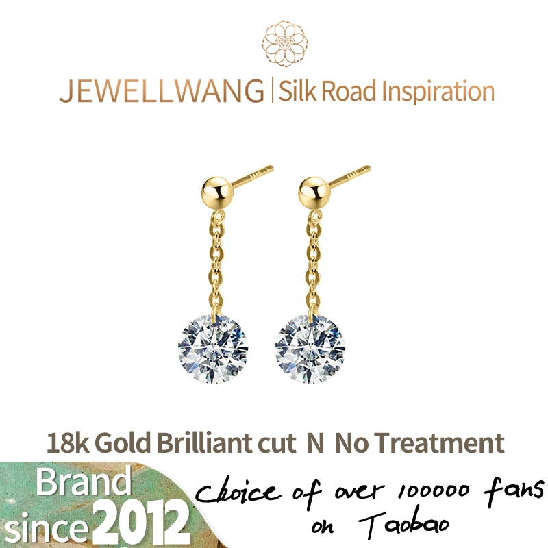 

JEWELLWANG 2025 New Lab-Grown 0.3 Ct Floating Perforated Diamond Earrings 18K Gold Push Back Synthetic Earrings for Women Gift