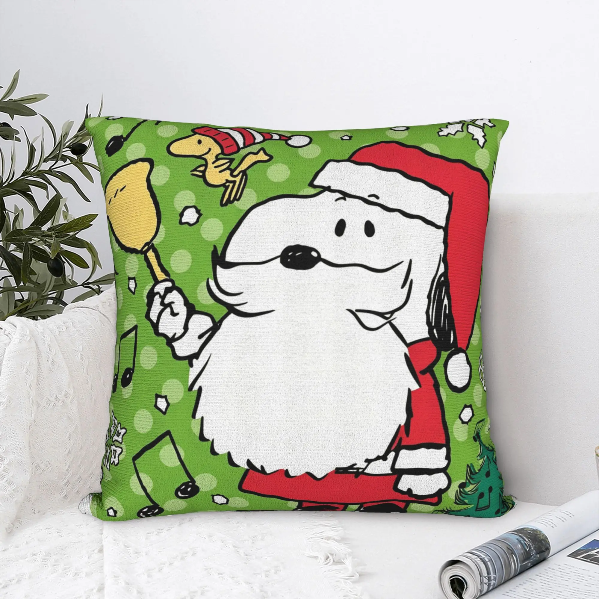 S-Snoopys Xmas Christmas Tree Square Pillow Cases  Cushion Covers Awesome Polyester Decor Pillowcase for Sofa 18