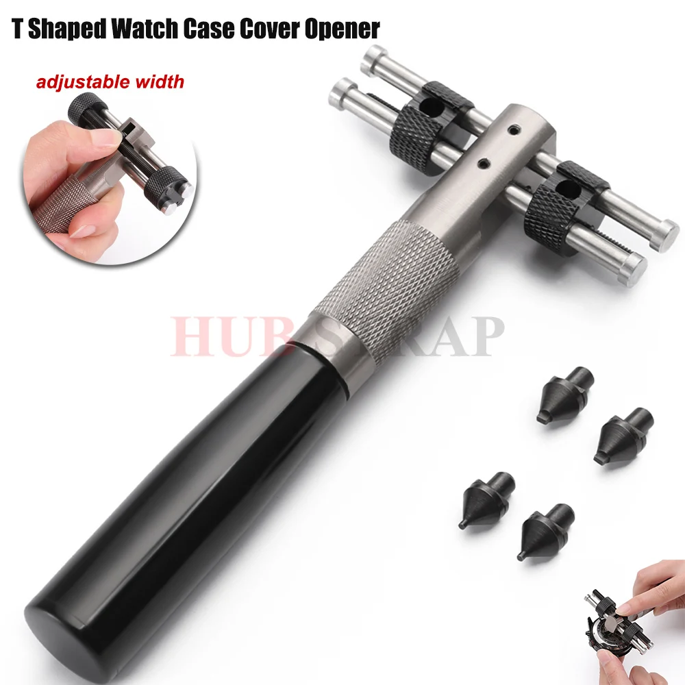 T Shaped Watch Back Case Cover Opener Remover with 4 Dies No.2289 Watch Repair Battery Replacement Tool For Watchmaker 20-58mm