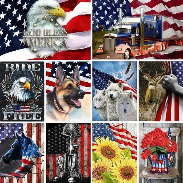 Wolves 2024 & Flag Framed 5D Diamond Painting