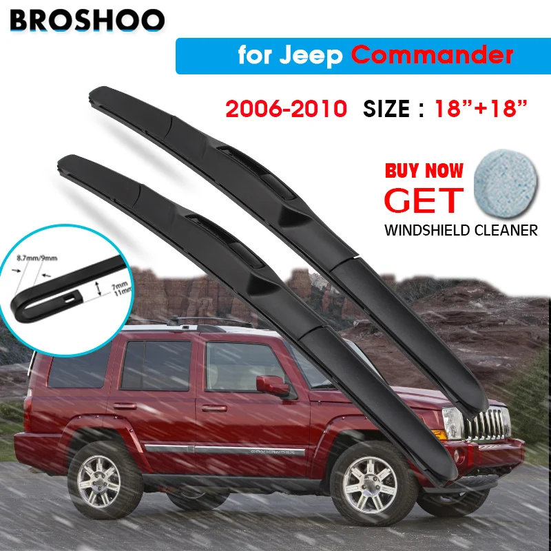 

Car Wiper Blade For Jeep Commander 18"+18" 2006-2010 Auto Windscreen Windshield Wipers Window Wash Fit U Hook Arms