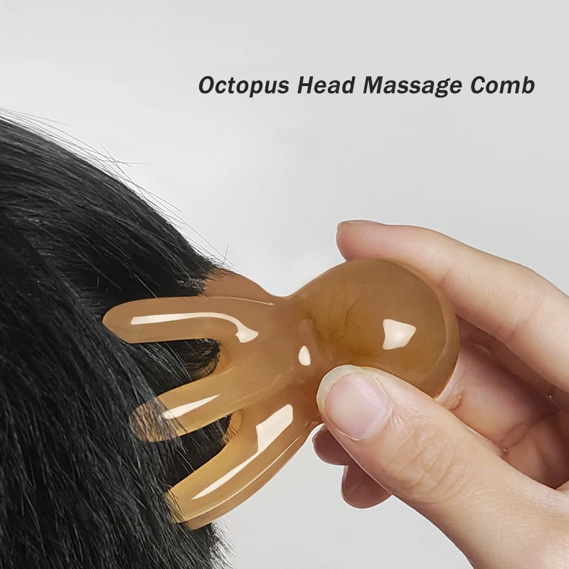 

Resin Octopus Massage Comb Head Meridian Scraping Scalp Massage Brush Acupuncture SPA Gua Sha Massage Comb Fatigue Relief Massag