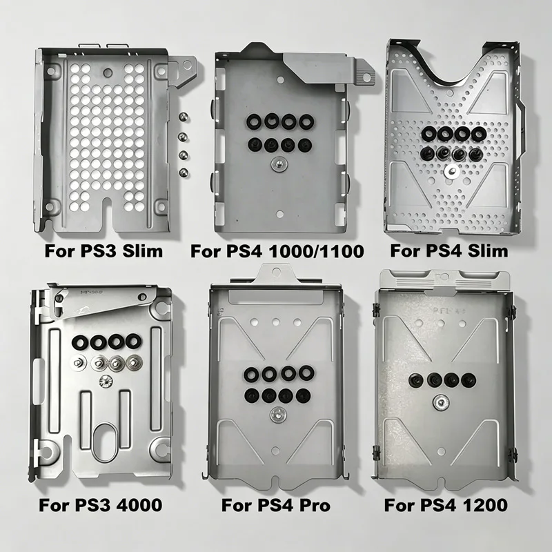 Metall-Festplattenhalterung für PS3 Slim Super Slim 4000 PS4 1000 1100 1200 Slim Pro Ersatz mit Schraubensatz